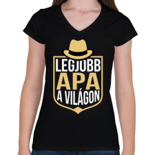 PRINTFASHION Legjobb apa a világon - Női V-nyakú póló - Fekete női póló