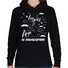 PRINTFASHION Legjobb apa az univerzumban - Női kapucnis pulóver - Fekete női pulóver, kardigán