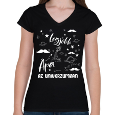 PRINTFASHION Legjobb apa az univerzumban - Női V-nyakú póló - Fekete női póló