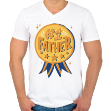 PRINTFASHION Legjobb apa - Férfi V-nyakú póló - Fehér férfi póló