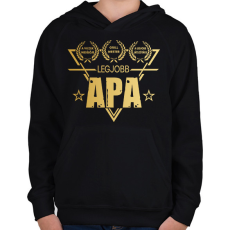 PRINTFASHION LEGJOBB APA - Gyerek kapucnis pulóver - Fekete