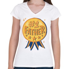 PRINTFASHION Legjobb apa - Női V-nyakú póló - Fehér női póló