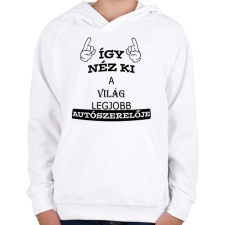 PRINTFASHION Legjobb autószerelő - Gyerek kapucnis pulóver - Fehér gyerek pulóver, kardigán