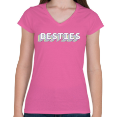 PRINTFASHION Legjobb barátnők - Besties - Női V-nyakú póló - Rózsaszín