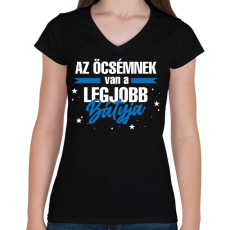 PRINTFASHION Legjobb báty - Női V-nyakú póló - Fekete