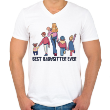 PRINTFASHION Legjobb bébiszitter - Férfi V-nyakú póló - Fehér férfi póló