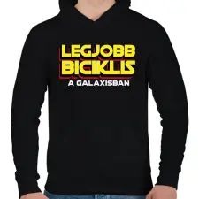 PRINTFASHION LEGJOBB BICIKLIS A GALAXISBAN - Férfi kapucnis pulóver - Fekete férfi pulóver, kardigán