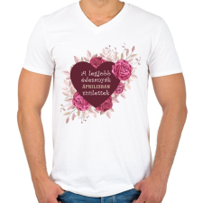 PRINTFASHION Legjobb édesanyák április - Férfi V-nyakú póló - Fehér férfi póló