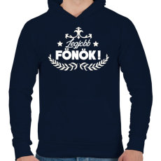 PRINTFASHION Legjobb főnök - Férfi kapucnis pulóver - Sötétkék