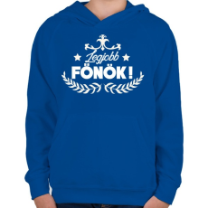 PRINTFASHION Legjobb főnök - Gyerek kapucnis pulóver - Királykék