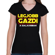PRINTFASHION LEGJOBB GAZDI A GALAXISBAN - Női V-nyakú póló - Fekete
