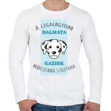PRINTFASHION Legjobb gazdik - Dalmata - Hónappal - Férfi hosszú ujjú póló - Fehér