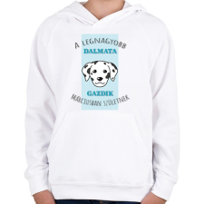 PRINTFASHION Legjobb gazdik - Dalmata - Hónappal - Gyerek kapucnis pulóver - Fehér gyerek pulóver, kardigán