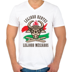 PRINTFASHION Legjobb Hentes - Férfi V-nyakú póló - Fehér