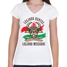 PRINTFASHION Legjobb Hentes - Női V-nyakú póló - Fehér