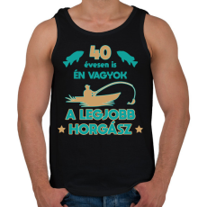 PRINTFASHION Legjobb horgász - egyedi számmal - Férfi atléta - Fekete