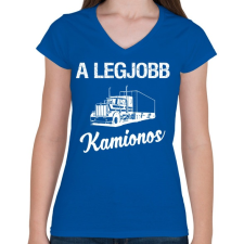 PRINTFASHION Legjobb kamionos - Női V-nyakú póló - Királykék női póló