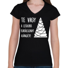 PRINTFASHION Legjobb karácsonyi ajándék fehér - Női V-nyakú póló - Fekete női póló