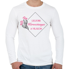 PRINTFASHION Legjobb keresztanya a világon - Férfi hosszú ujjú póló - Fehér