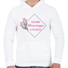 PRINTFASHION Legjobb keresztanya a világon - Férfi kapucnis pulóver - Fehér férfi pulóver, kardigán