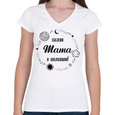 PRINTFASHION Legjobb mama a galaxisban - Női V-nyakú póló - Fehér női póló