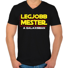 PRINTFASHION LEGJOBB MESTER A GALAXISBAN - Férfi V-nyakú póló - Fekete férfi póló