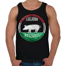 PRINTFASHION Legjobb mészáros - disznós - Férfi atléta - Fekete atléta, trikó