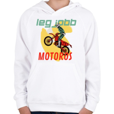 PRINTFASHION LEGJOBB MOTOROS - Gyerek kapucnis pulóver - Fehér