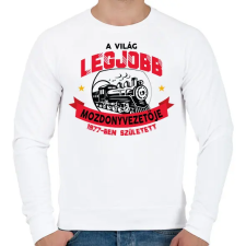 PRINTFASHION Legjobb mozdonyvezető - Évszámmal - Férfi pulóver - Fehér férfi pulóver, kardigán