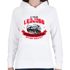 PRINTFASHION Legjobb mozdonyvezető - Évszámmal - Női kapucnis pulóver - Fehér női pulóver, kardigán