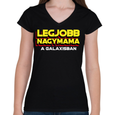 PRINTFASHION LEGJOBB NAGYMAMA A GALAXISBAN - Női V-nyakú póló - Fekete