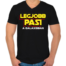 PRINTFASHION LEGJOBB PASI A GALAXISBAN - Férfi V-nyakú póló - Fekete