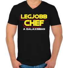 PRINTFASHION LEGJOBB SÉF A GALAXISBAN - Férfi V-nyakú póló - Fekete férfi póló