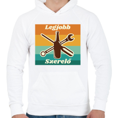 PRINTFASHION Legjobb szerelő - Férfi kapucnis pulóver - Fehér