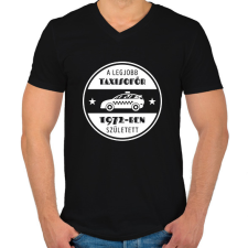 PRINTFASHION Legjobb taxisofőr - Évszámmal - Férfi V-nyakú póló - Fekete férfi póló