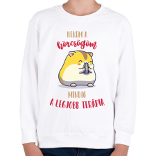 PRINTFASHION Legjobb terápia - A hörcsögöm - Gyerek pulóver - Fehér gyerek pulóver, kardigán