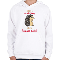 PRINTFASHION Legjobb terápia - A sündisznóm - Gyerek kapucnis pulóver - Fehér