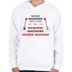 PRINTFASHION Legmenőbb nagyapák gitáron játszanak - Gyerek kapucnis pulóver - Fehér