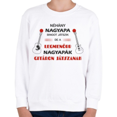 PRINTFASHION Legmenőbb nagyapák gitáron játszanak - Gyerek pulóver - Fehér