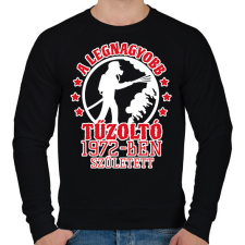 PRINTFASHION Legnagyobb tűzoltó - Évszámmal - Férfi pulóver - Fekete férfi pulóver, kardigán