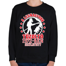 PRINTFASHION Legnagyobb tűzoltó - Évszámmal - Gyerek pulóver - Fekete gyerek pulóver, kardigán
