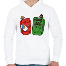 PRINTFASHION Lego család - Férfi kapucnis pulóver - Fehér férfi pulóver, kardigán