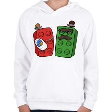 PRINTFASHION Lego család - Gyerek kapucnis pulóver - Fehér
