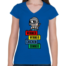 PRINTFASHION Lego PUBG - Női V-nyakú póló - Királykék