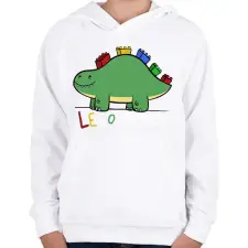 PRINTFASHION Legosaurus - Gyerek kapucnis pulóver - Fehér gyerek pulóver, kardigán