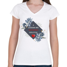 PRINTFASHION Legszebb nők november - Női V-nyakú póló - Fehér női póló