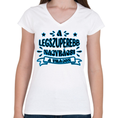 PRINTFASHION Legszuperebb nagybácsi - Női V-nyakú póló - Fehér