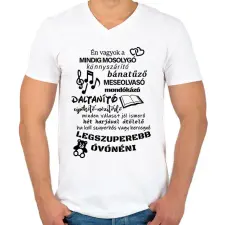 PRINTFASHION Legszuperebb Óvónéni - Férfi V-nyakú póló - Fehér férfi póló