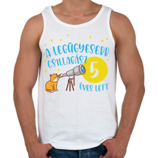 PRINTFASHION Legügyesebb csillagász - Számmal - Férfi atléta - Fehér