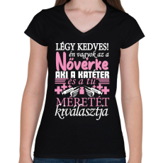 PRINTFASHION Légy kedves a Nővérkével! - Női V-nyakú póló - Fekete